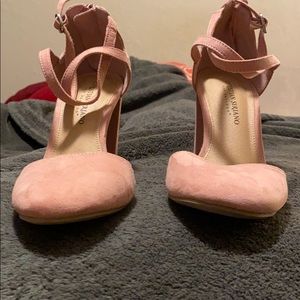 Pink block heels